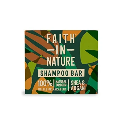 Image of Faith In Nature Natural Shea and Argan Shampoo Bar, Nourishing, Vegan Cruelty Free, No SLS or Parabens, For Dry to Very Hair, 85 g