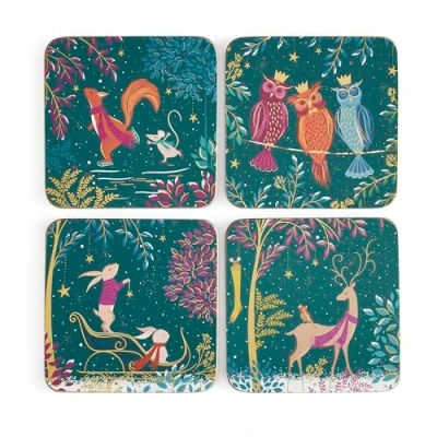 Image of Sara Miller Woodland Tales Collection Set of 4 Coasters Deer &amp; Robin