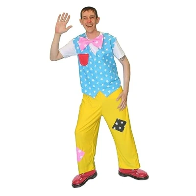 Image of Mens Mr Tumbles Waistcoat Bow Tie Trousers Kids Entertainer Fancy Dress Outfit [L/XL]