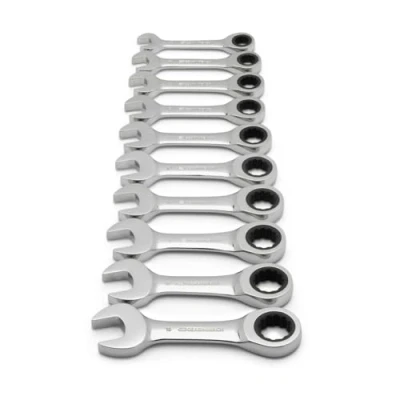 Image of GearWrench 9520D 72 Tooth 12 Point Stubby Ratcheting Combination Metric Wrench Set, 10 Piece