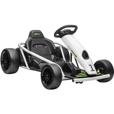 Image of HOMCOM 24V Electric Go Kart for Kids, Drifting Ride On Racing with Slow Start, Music, Horn Honking and Safety Belt, 8 12 Years Old, White