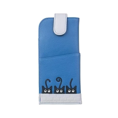 Image of Mala Leather Peek A Boo Glasses Case 5194 01 (Blue)