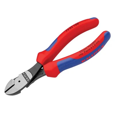 Image of Knipex High Leverage Diagonal Cutter black atramentized, with multi component grips 160 mm (self service card/blister) 74 02 SB