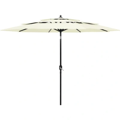 Image of vidaXL 3 Tier Garden Parasol with Aluminium Pole Sand m