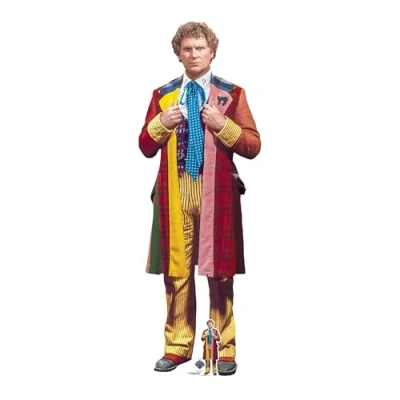 Image of Star Cutouts SC4647 Sixth Doctor Who Adventures Colin Baker Cardboard Cutout with Mini
