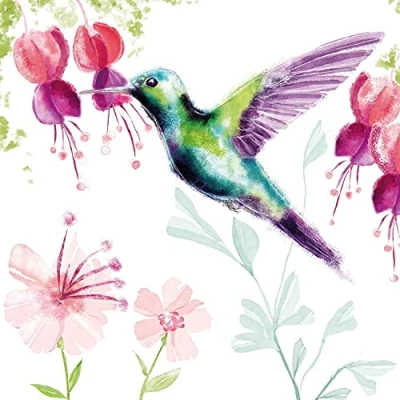 Image of Crafty Things 4 x Paper Napkins Hummingbird Ideal for Decoupage/Napkin Art