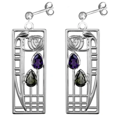 Image of CHARLES RENNIE MACKINTOSH Silver Earrings Lover. Jewellery gift box included. 311