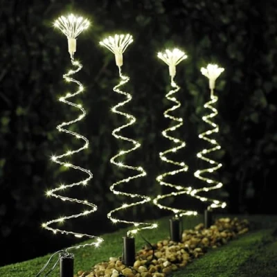 Image of Christmas Workshop 4pc 50cm 200 LED Spiral Tree Stake Lights Warm White