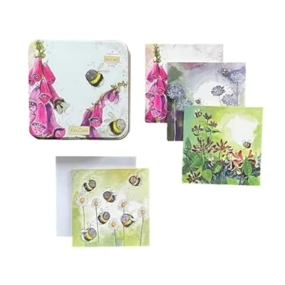 Image of Alex Clark Busy Bees and Florals Notecards tin blank greeting cards decorative storage note writing stationery sets Flower garden gifts