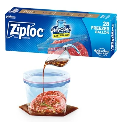 Image of Ziploc Freezer Bag, Gallon Size 28 ct