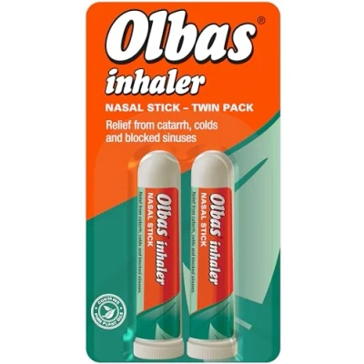 Image of Olbas Nasal Inhaler pack of 2 stick relief from catarrh, colds and blocked sinuses