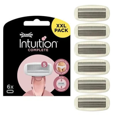 Image of WILKINSON SWORD Intuition Complete Blades For Women Pack of 6 Razor Blade Refills Skin Protect Gel with Smooth Glide