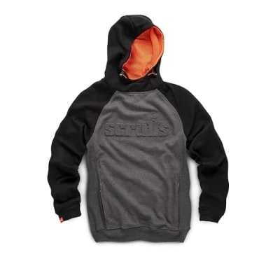 Image of Scruffs Trade Tech Embossed Work Hoodie Black &amp; Grey (UK, Alpha, S, Regular, Black/Grey)