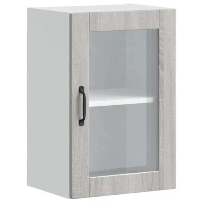 Image of vidaXL kitchen wall cabinet glass door modern grey sonoma engineered wood storage solution 60x31x60 cm