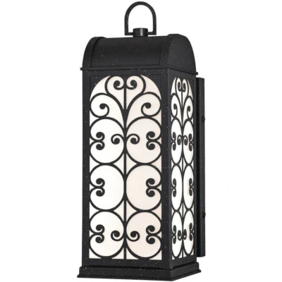 Image of 63395 Rozzano One Light Dimmable LED Outdoor Wall Fixture, Textured Iron Finish with Frosted Glass