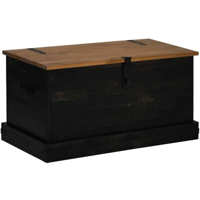 Image of vidaXL Storage Chest HALDEN Black 91x48x47 cm Solid Wood Pine