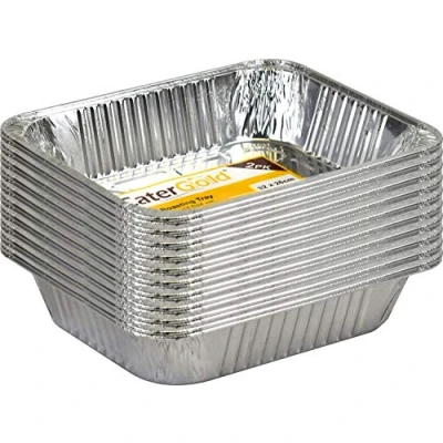 Image of Catergold Aluminium Food Foil Roasting Tray Container Silver Disposable Reusable Heavy Duty (20Pcs Trays 32x26cm)