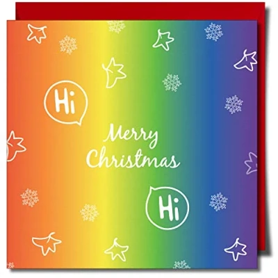 Image of Hi Merry Christmas LGBT Heartstopper greeting Card Lesbian Gay 150mm x Premium