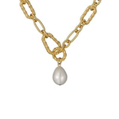 Image of Ted Baker Timora Twisted Pearl Pendant Necklace for Women (Gold/Pearl)