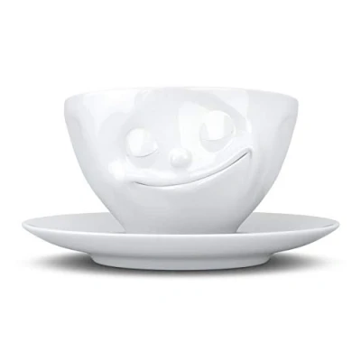 Image of FiftyEight TV Coffee Cup/Milk Mug with Saucer Large Happy Design