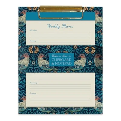 Image of Robert Frederick Weekly Planner Clipboard and Notepad Set William Morris Birds Design