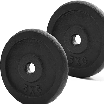 Image of KK Cast iron Weight Plate Set. 1 Inch Disc Pair. 2 X 2.5kg, 5kg or 10kg Barbell Plates. Dumbbell Plates for Home Gym Training Weightlifting. (2 5KG)