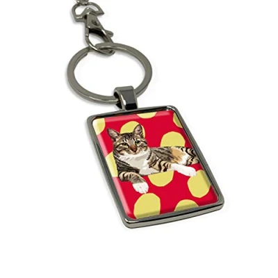 Image of Tabby Cat Keyring Keychain Gift by Leslie Gerry