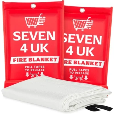 Image of 1M x Fire Blanket (1 Pack) Kitemarked Fiberglass Emergency Suppression for Kitchen, Home, Office, Caravan Retardant, Easy Storage SEVEN4 UK