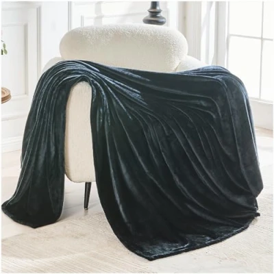 Image of GC GAVENO CAVAILIA Sherpa Fleece Throw Blanket Double 150x200 Cm Flannel Snuggle Black