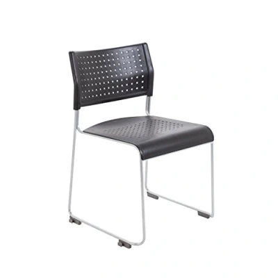 Image of Office Hippo Heavy Duty Meeting Chair, Versatile &amp; Robust Stackable Desk Chair With Strong Frame Comfortable Waterfall Seat, Hard Wearing Conference Black/Silver, Single