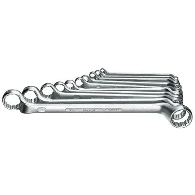 Image of GEDORE Double Ring Spanner Set, 10 Pieces, 6 27 mm, Offset, Forged, Premium Hand Tool Ideal for Professional Craftsmen and DIY Enthusiasts