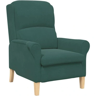 Image of vidaXL Dark Green Armchair Fabric with wooden legs Medium