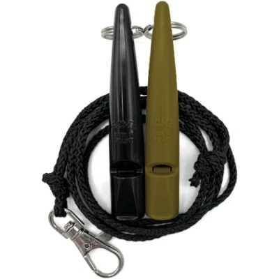 Image of ACME Dog Whistle No. 211.5 with Band Double Pack 2 Whistles Including Bands Ideal for Recall Loud and Far reaching (Black + Olive Drap)