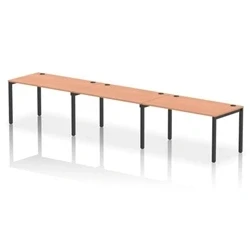 Image of Impulse Bench Single Row 3 Person 1400 Black Frame Desk Beech