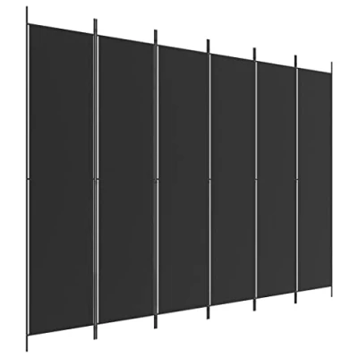 Image of &#039;vidaXL 6 Panel Room Divider in Black Versatile and Space Saving Fabric with Easy Assembly, Ideal for Creating Private any