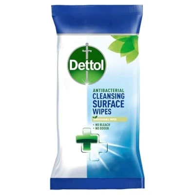 Image of Dettol Antibacterial Biodegradable Surface Cleaning Disinfectant Wipes, Pack of 8 x 50 Total 400 Wipes