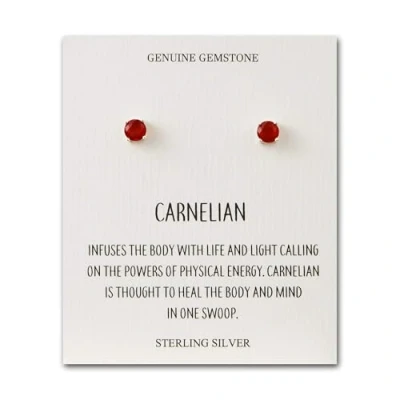 Image of Philip Jones Sterling Silver Carnelian Gemstone Earrings with Quote Card