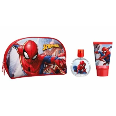 Image of Marvel Spiderman Kids Toiletry Bag Gift Set, Includes Eau De Toilette (50ml) and Shower Gel (100ml), Vegan Natural Travel Essential Set Perfect for Christmas Birthday or Just Everyday Use