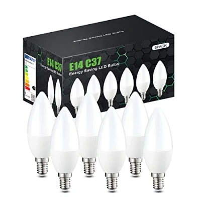 Image of tuare E14 LED Light Bulb, 5W 400 Lumens Bulb Cool White 6000K, 40W Equivalent SES Small Edison Screw CRI 80 Candle Non Dimmable Pack of 6