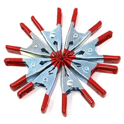 Image of fiXte 8 Piece Metal Spring Clamps Set Zinc Plated Steel with Vinyl Coated Tips DIY Workshop Garage Home Craft