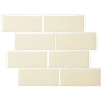 Image of Smart Tiles Self Adhesive Wall Tiles, Tile Stickers for Kitchen &amp; Bathroom, Beige Stick on Peel and splashback, 5 Sheets, 29.36cm x 21.28cm