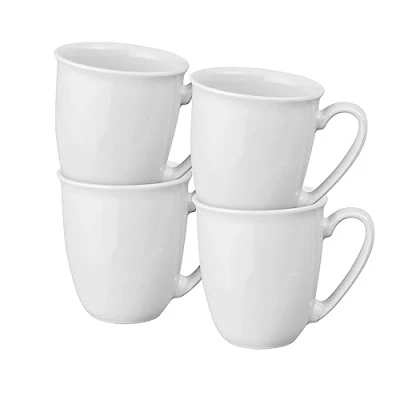 Image of Denby Elements Stone White Coffee Mug Set of 4 330ml Stoneware Ceramic Tea For Home &amp; Office Dishwasher Safe, Microwave Safe Classic Chip Resistant