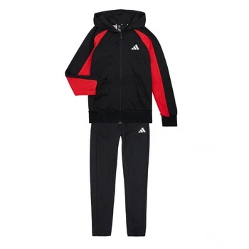 Image of adidas Unisex Kids SEASONAL ESSENTIALS COLORBLOCK TRACKSUIT, black/pure ruby/white, 13 14 Years
