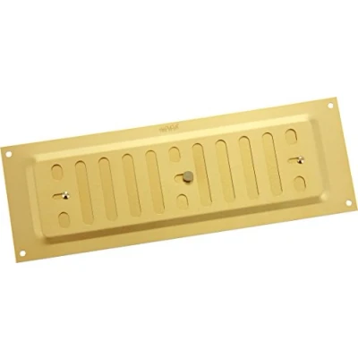 Image of Map Aluminium Adjustable Air Vent for Openings 9&quot; x 3&quot; (229 76mm), Single Brick Hit &amp; Miss Ventilation Metal Cover, Gold