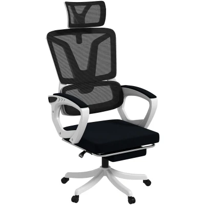 Image of Vinsetto Mesh Office Chair for Home with Lumbar Support Arm Footrest Headrest 921 678V71BK