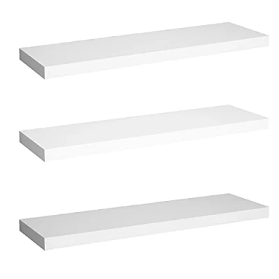 Image of WOLTU 3 Pcs Floating Shelf White Wooden Wall Storage Display 110cm Long RG9316ws