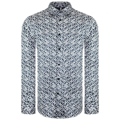 Image of Ted Baker Capua Mens White/Navy Ditsy Floral Shirt Size 2XL