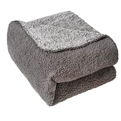 Image of EHC Large Super Soft Plush Lightweight Fluffy Teddy Fleece Blanket Bedspread Thermal Warm Sherpa For Double Bed Sofa Couch Armchair 150 x 200 cm Dark Grey