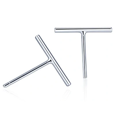 Image of Infinite U Simple Plain Bar Studs Earrings 925 Sterling Silver Ear for Women/Ladies/Girls, (Silver a)