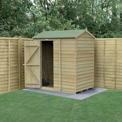 Image of 6&#039; x 4&#039; Forest 4Life 25yr Guarantee Overlap Pressure Treated Windowless Reverse Apex Wooden Shed (1.88m 1.34m)